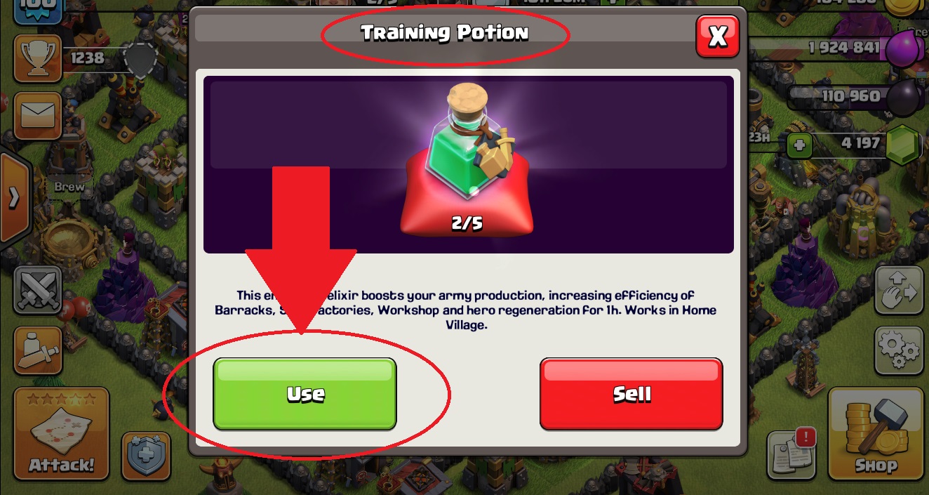 can you donate potions in clash of clans